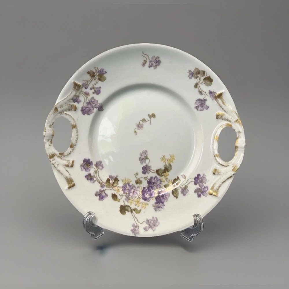 Antique Handled Serving Plate William Guerin Limoges France 1890-1900 Violets